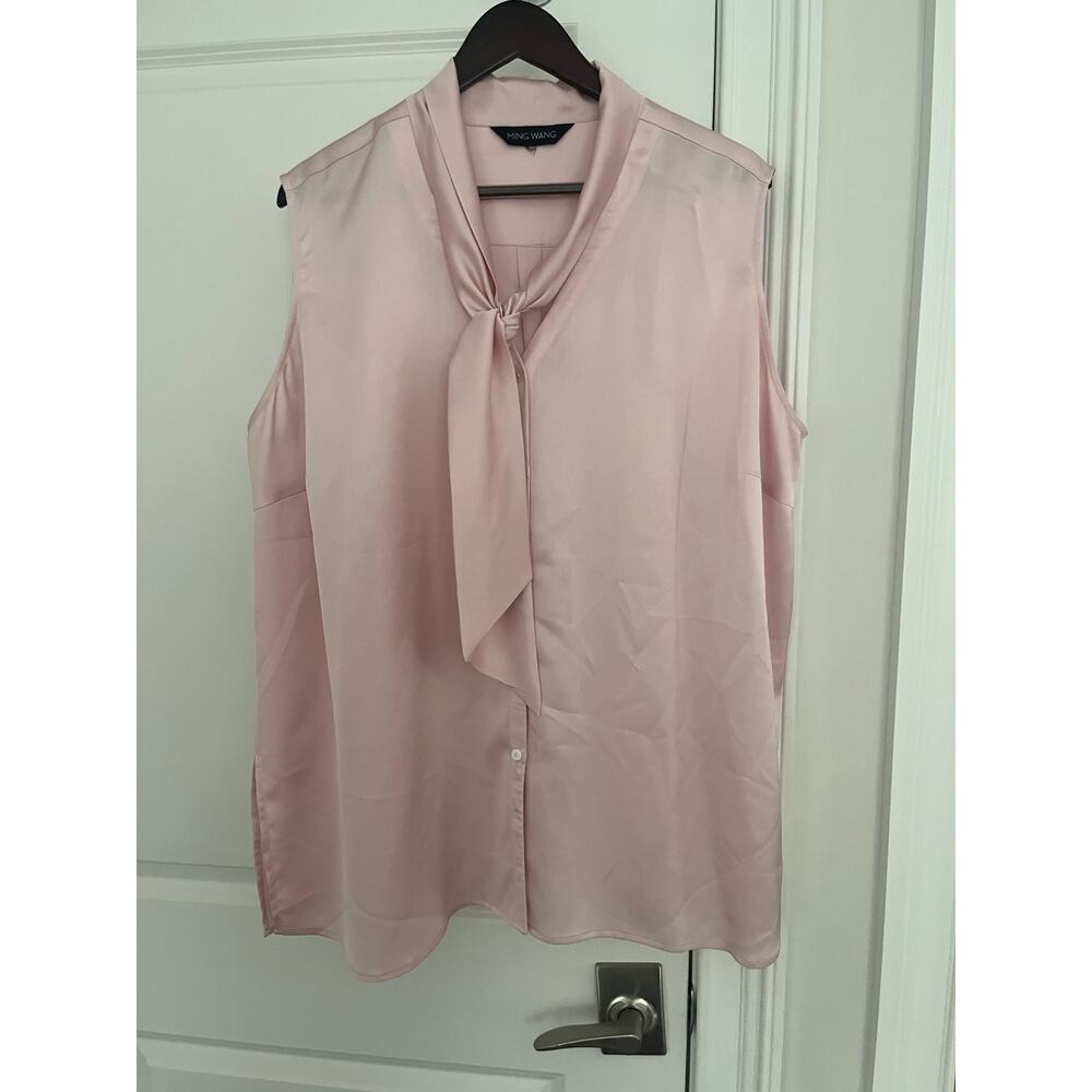 Ming Wang Drape Tie-Neck Blouse Sz. XXL pink